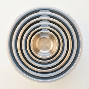 Stainless Mixing Bowl Set with Vacuum Seal Lids, 6-pc